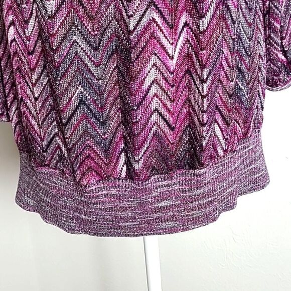 International Concepts Purple & Silver Chevron Sparkly Top, Size 1X - Picture 4 of 8